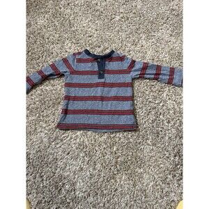 Old Navy Toddler Boys Striped Long Sleeve Henley Shirt Blue Red Size 18–24M